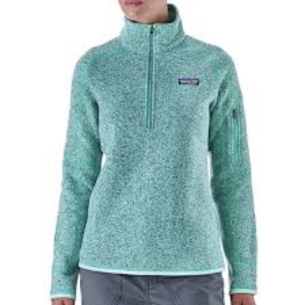 Patagonia Women's Better Sweater 1/4-Zip Fleece Aqua Heather Fleece lined Size S